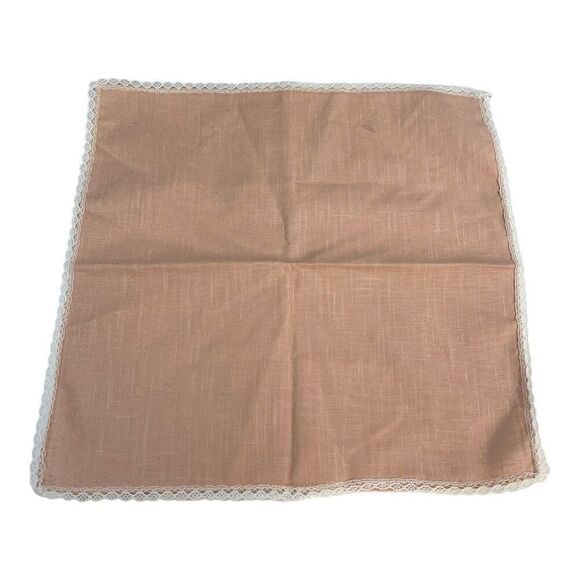 Set of 3 Mauve Pink Delicate Lace Edge Square Cloth Napkins 15” Tea Party Formal - Picture 2 of 4